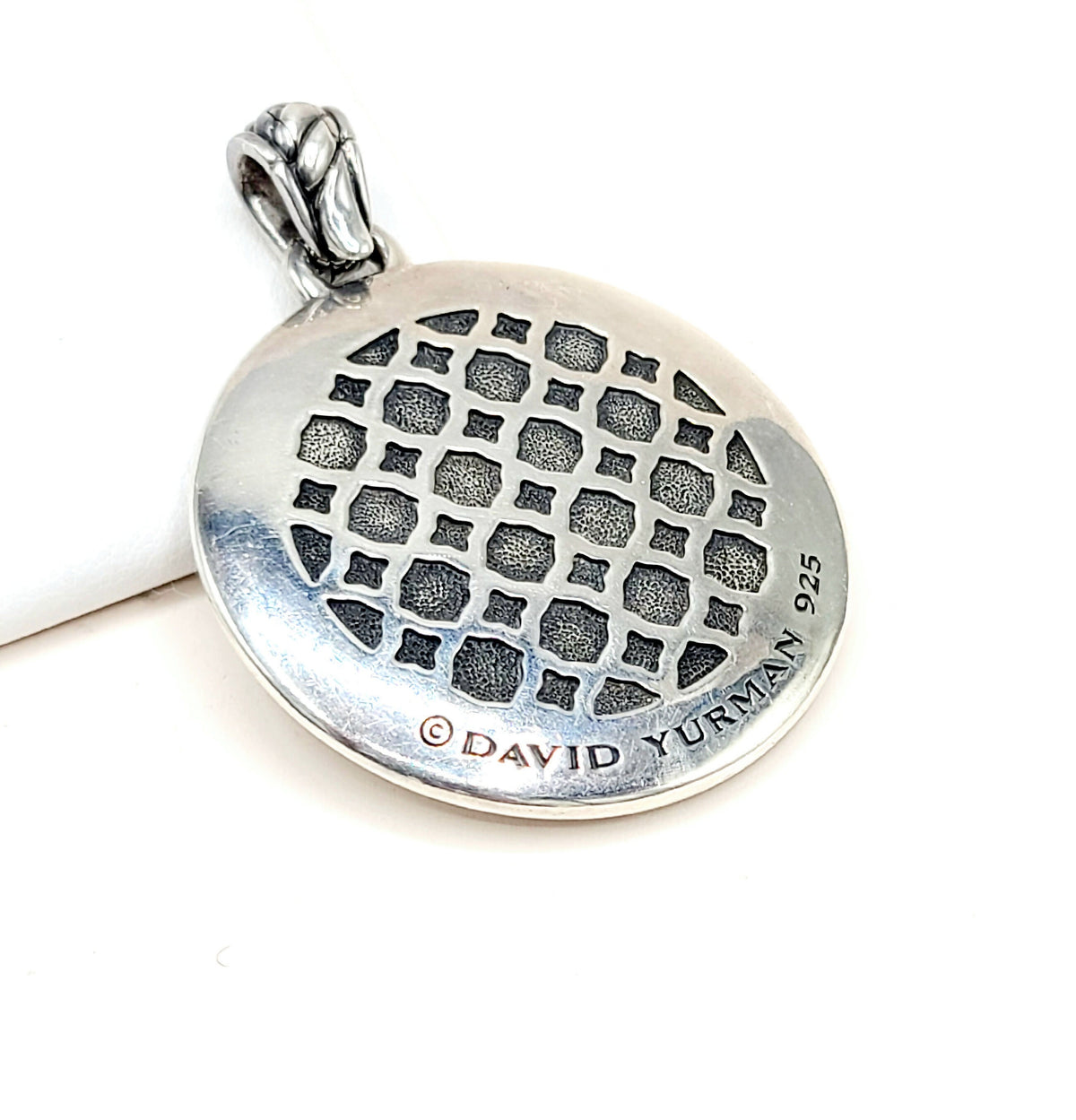 hallmark David Yurman Large Labyrinth Diamond Disc Pendant Enhancer Sterling Silver 0.98 TCW 52mm