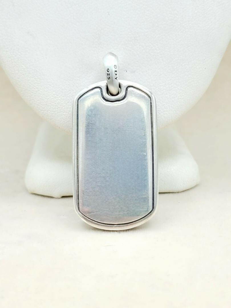back view of David Yurman Large Malachite Dog Tag Pendant Sterling Silver | AYW Luxury