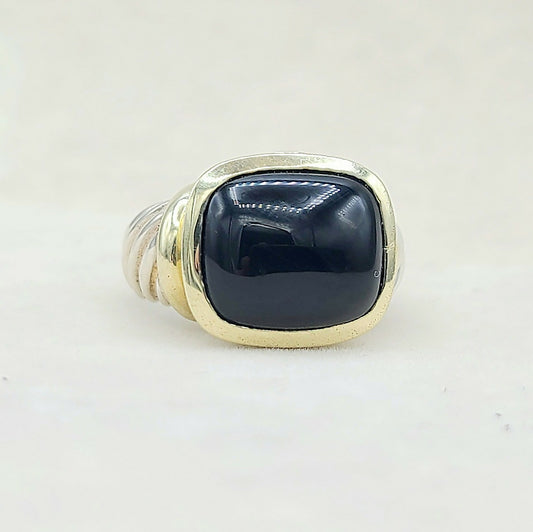 David Yurman Large Noblesse Ring With Black Onyx And Gold