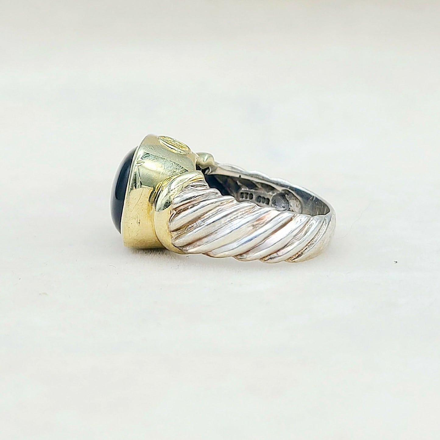 David Yurman Large Noblesse Ring With Black Onyx And Gold