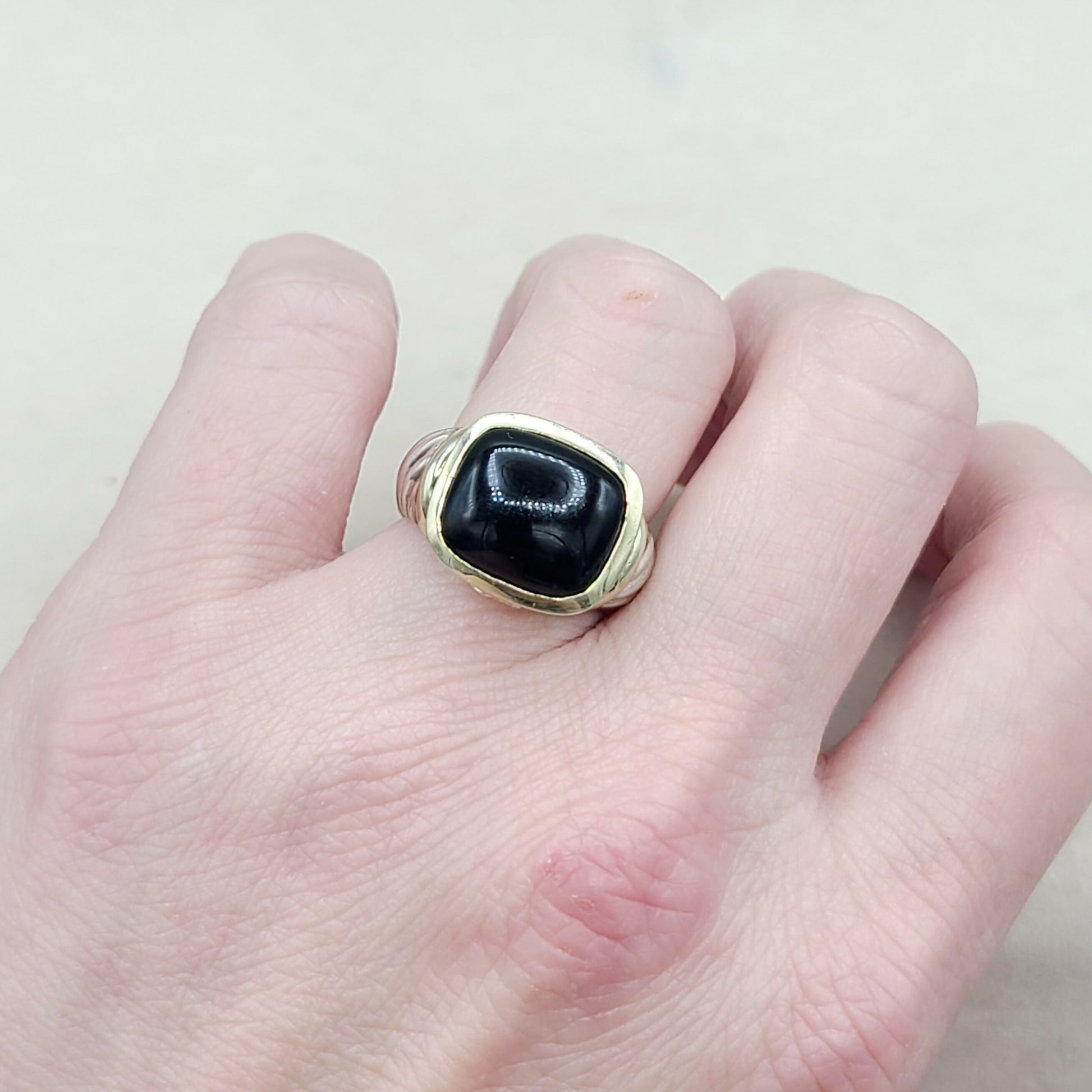 David Yurman Large Noblesse Ring With Black Onyx And Gold
