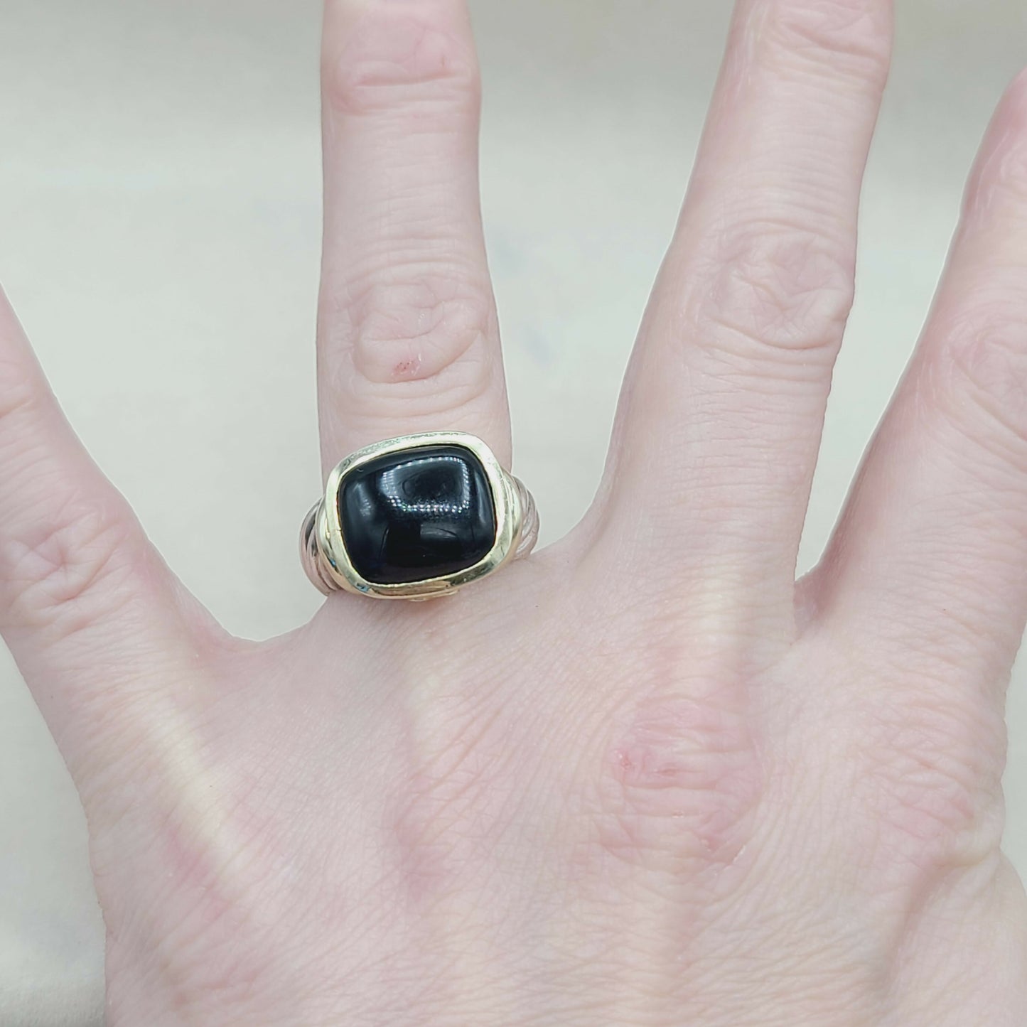 David Yurman Large Noblesse Ring With Black Onyx And Gold