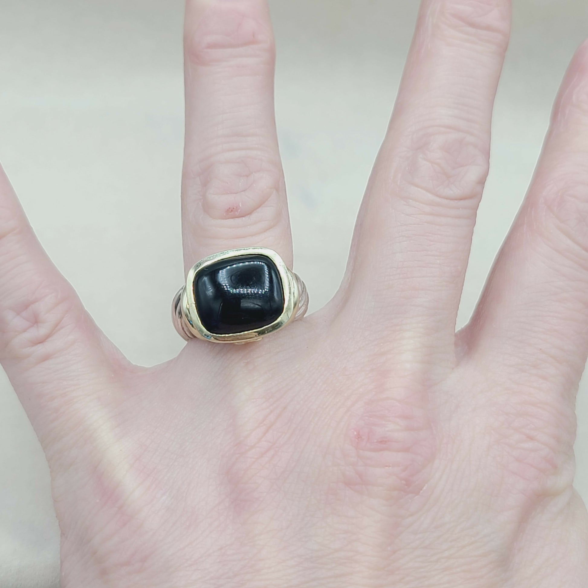David Yurman Large Noblesse Ring With Black Onyx And Gold
