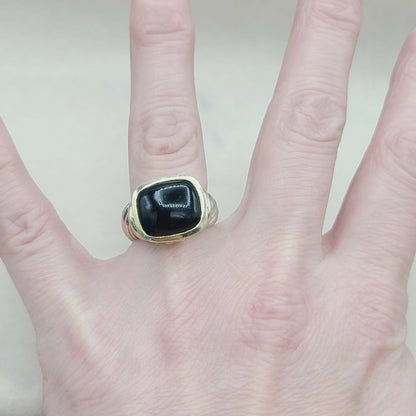 David Yurman Large Noblesse Ring With Black Onyx And Gold