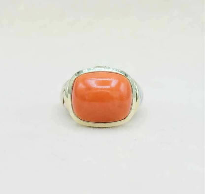 David Yurman Large Noblesse Ring With Red Coral And Gold