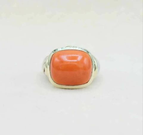 David Yurman Large Noblesse Ring With Red Coral And Gold