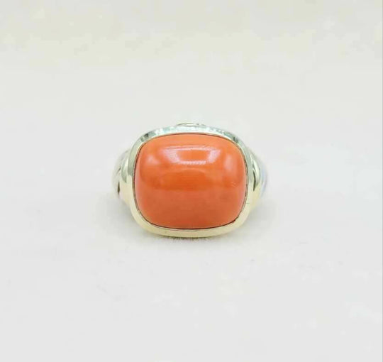 David Yurman Large Noblesse Ring With Red Coral And Gold