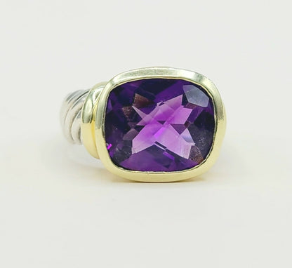 David Yurman Large Noblesse Ring with amethyst and gold