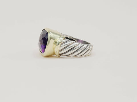  David Yurman Large Noblesse Ring Amethyst & Gold