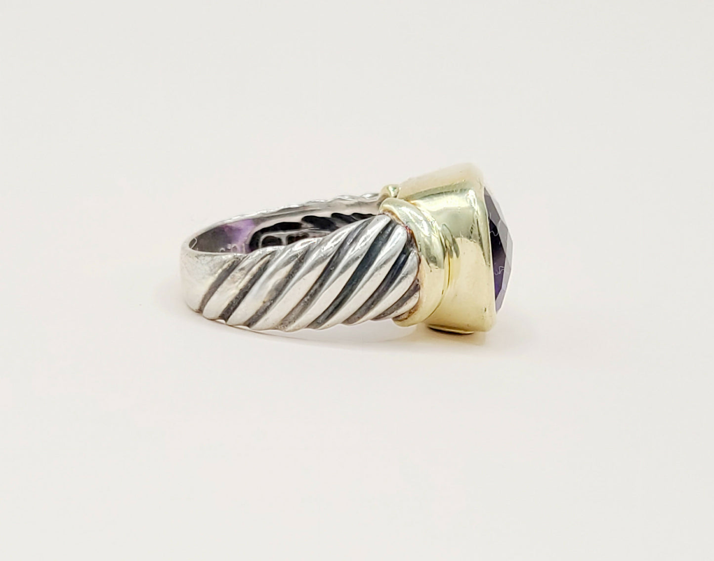 David Yurman Large Noblesse Ring with amethyst and gold