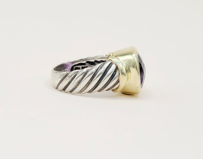 David Yurman Large Noblesse Ring with amethyst and gold