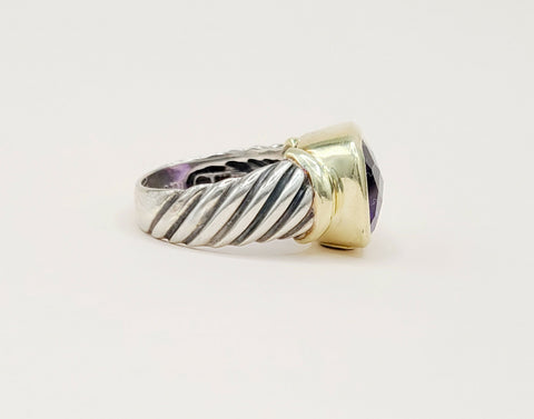  David Yurman Large Noblesse Ring Amethyst & Gold