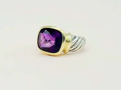 David Yurman Large Noblesse Ring with amethyst and gold