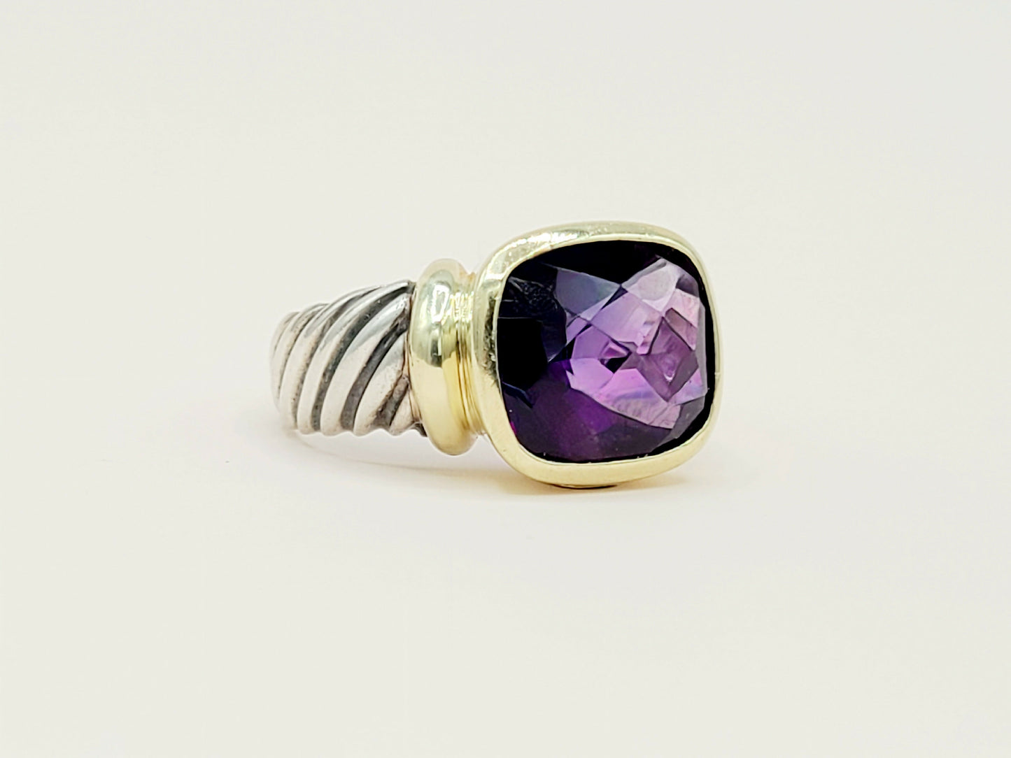 David Yurman Large Noblesse Ring with amethyst and gold