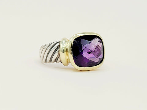  David Yurman Large Noblesse Ring Amethyst & Gold