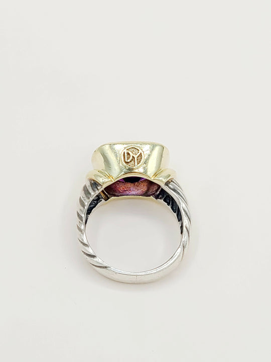 David Yurman Large Noblesse Ring Amethyst & Gold