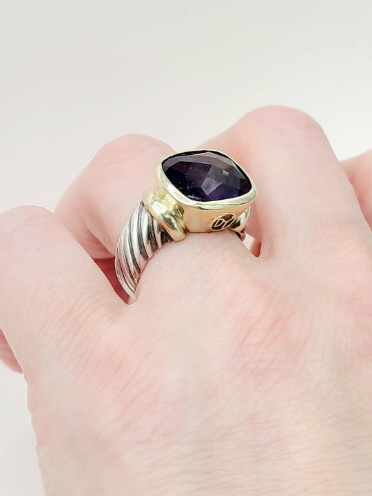  David Yurman Large Noblesse Ring Amethyst & Gold