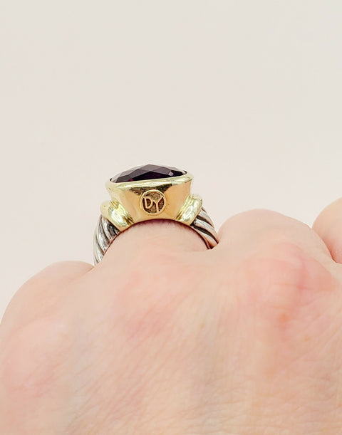  David Yurman Large Noblesse Ring Amethyst & Gold