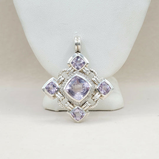  David Yurman Large Renaissance Lavender Amethyst Diamond Pendant Enhancer