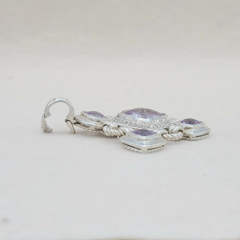  David Yurman Large Renaissance Lavender Amethyst Diamond Pendant Enhancer