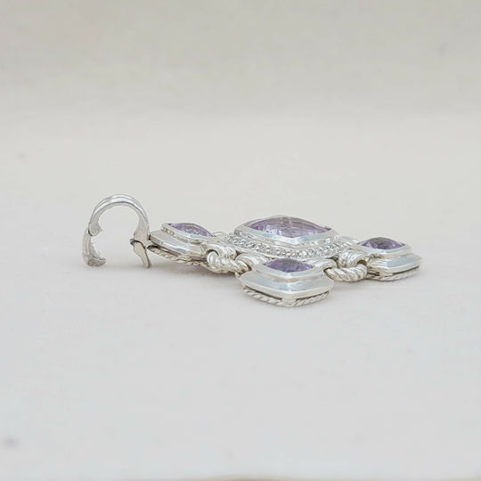  David Yurman Large Renaissance Lavender Amethyst Diamond Pendant Enhancer