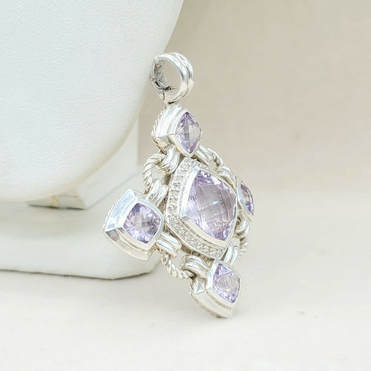  David Yurman Large Renaissance Lavender Amethyst Diamond Pendant Enhancer
