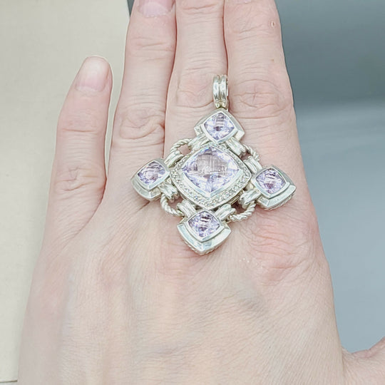  David Yurman Large Renaissance Lavender Amethyst Diamond Pendant Enhancer
