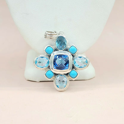  David-Yurman-Large-Renaissance Turquoise & Blue Topaz-Pendant-Enhancer