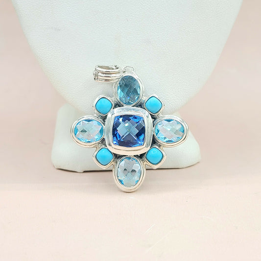  David-Yurman-Large-Renaissance Turquoise & Blue Topaz-Pendant-Enhancer