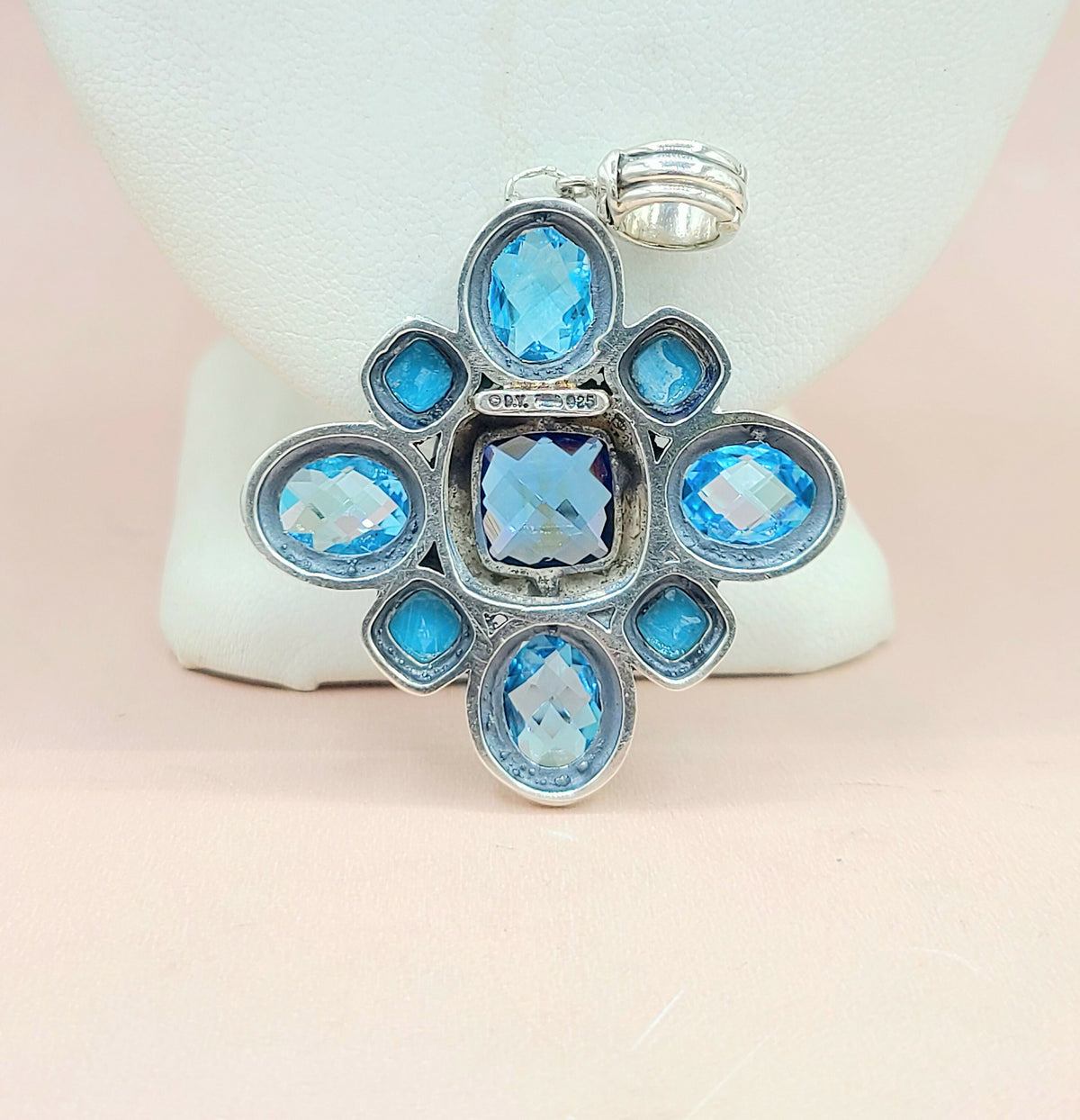  David-Yurman-Large-Renaissance Turquoise & Blue Topaz-Pendant-Enhancer