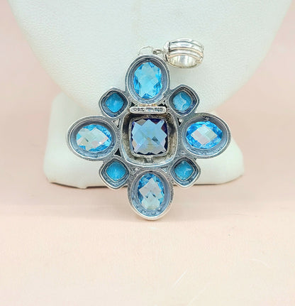  David-Yurman-Large-Renaissance Turquoise & Blue Topaz-Pendant-Enhancer
