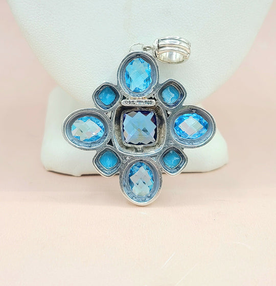  David-Yurman-Large-Renaissance Turquoise & Blue Topaz-Pendant-Enhancer