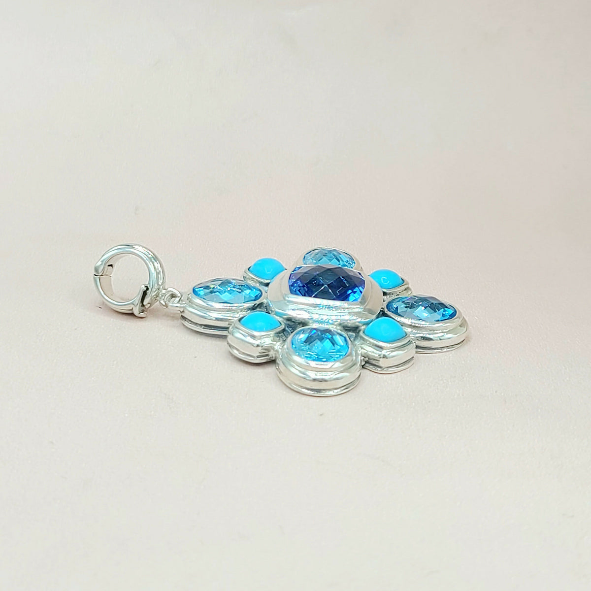  David-Yurman-Large-Renaissance Turquoise & Blue Topaz-Pendant-Enhancer