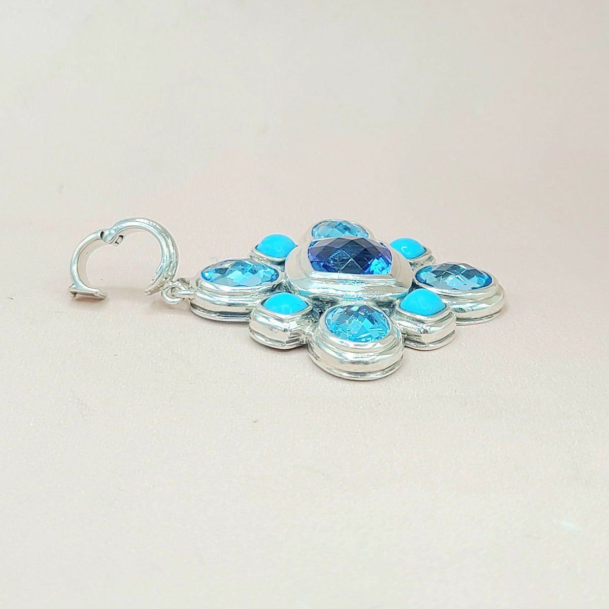  David-Yurman-Large-Renaissance Turquoise & Blue Topaz-Pendant-Enhancer