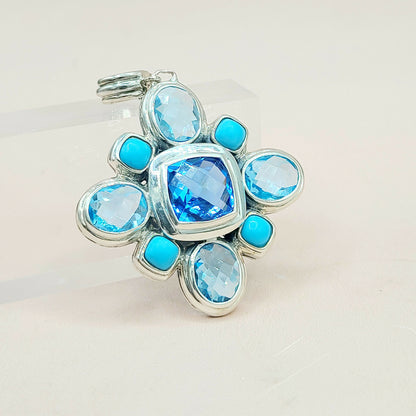  David-Yurman-Large-Renaissance Turquoise & Blue Topaz-Pendant-Enhancer