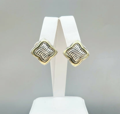 David Yurman Large Thoroughbred Quatrefoil Earrings With Gold