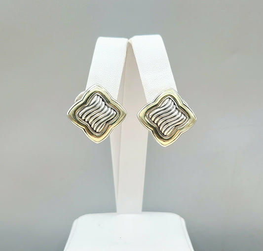 David Yurman Large Thoroughbred Quatrefoil Earrings With Gold