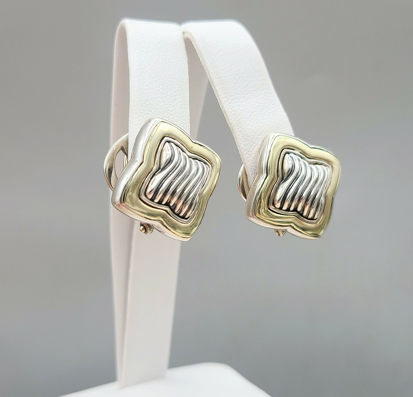 David Yurman Large Thoroughbred Quatrefoil Earrings With Gold