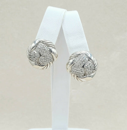 avid Yurman Woven Diamond Earrings Sterling Silver | Certified   AYW Luxury #