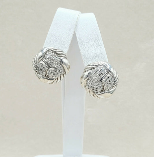 David Yurman Woven Diamond Earrings Sterling Silver | Certified Pre-Owned  AYW Luxury #