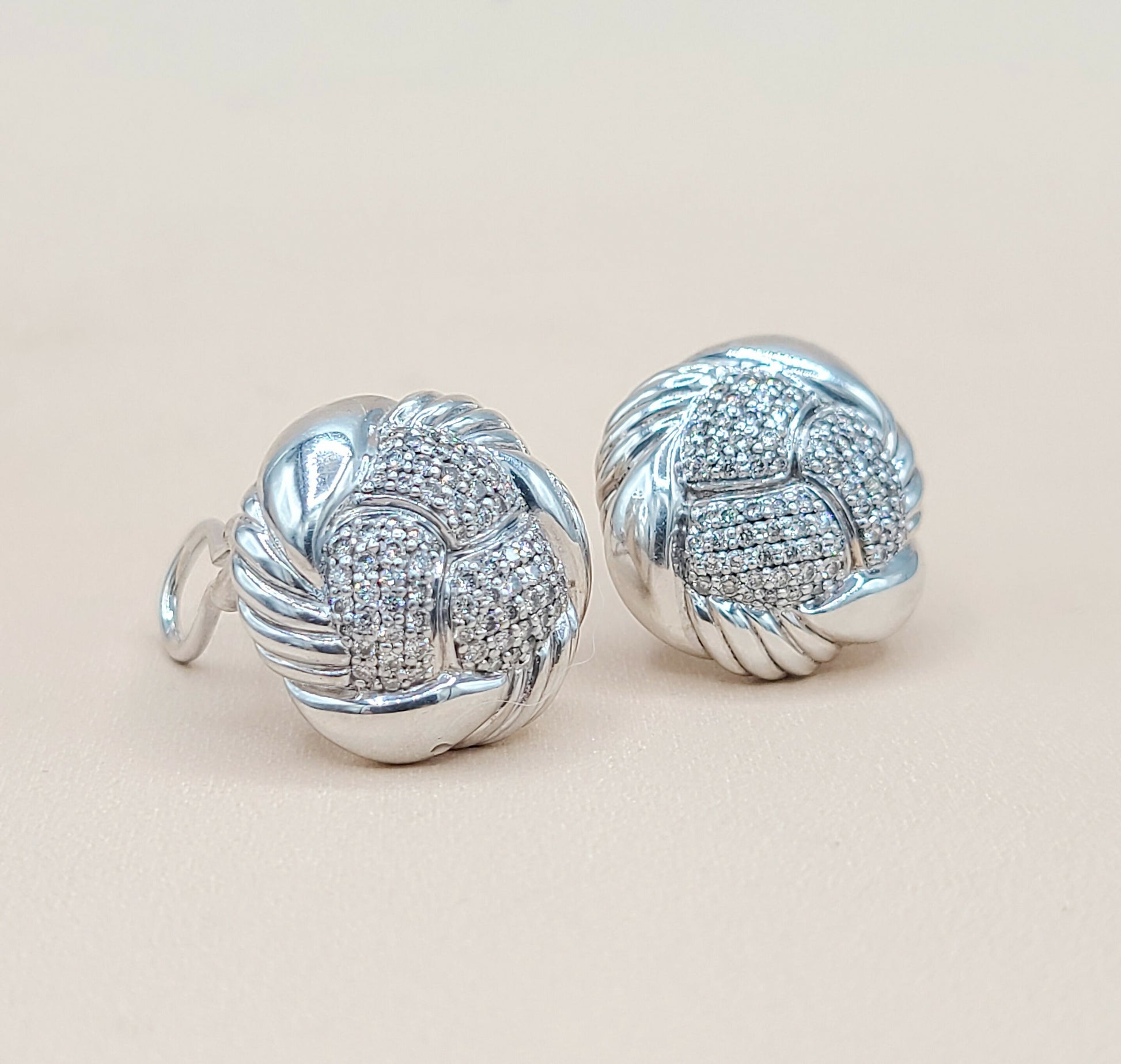 avid Yurman Woven Diamond Earrings Sterling Silver | Certified   AYW Luxury #