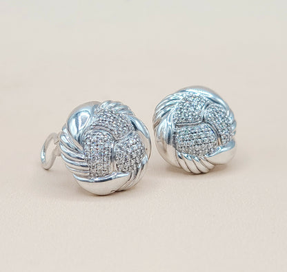 avid Yurman Woven Diamond Earrings Sterling Silver | Certified   AYW Luxury #