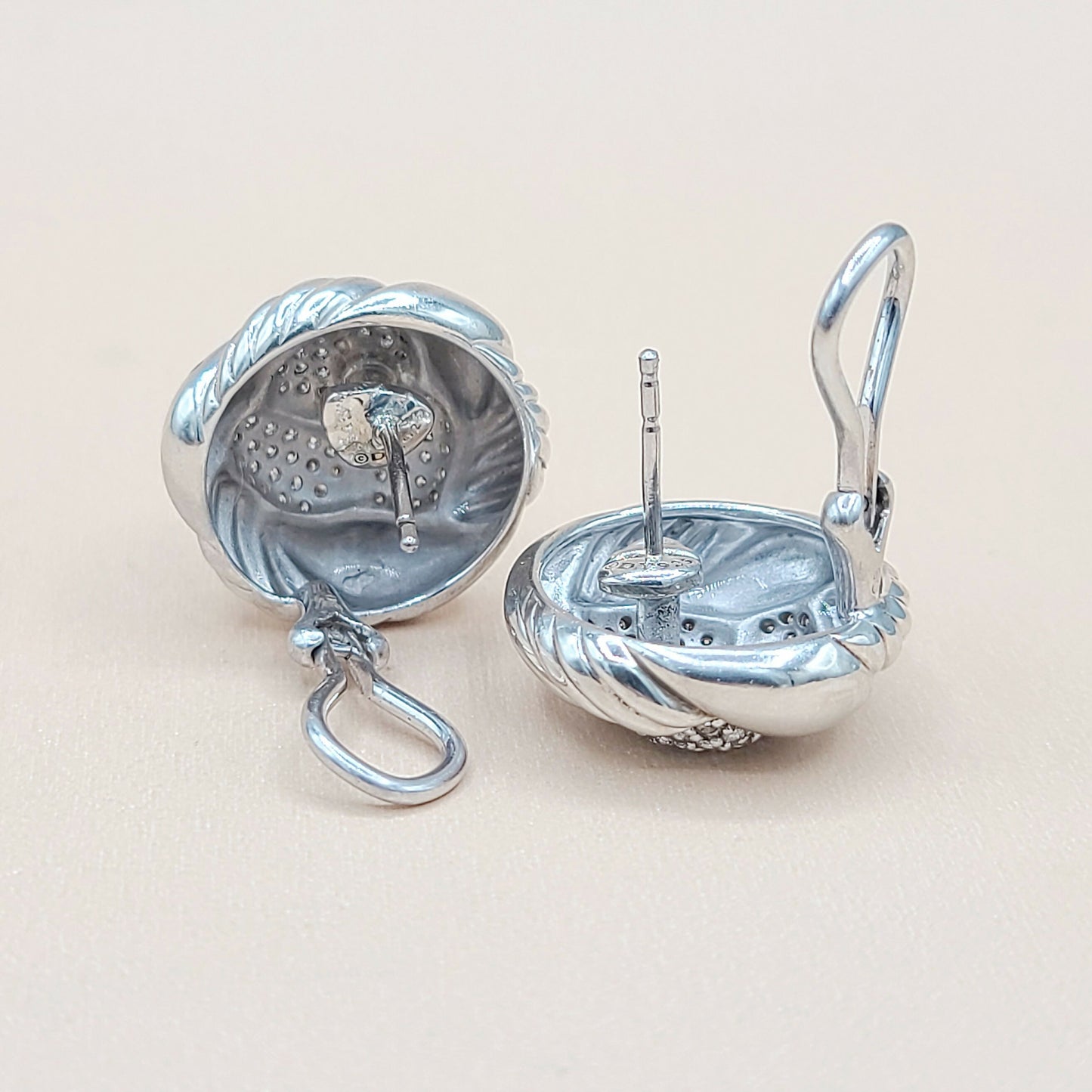 avid Yurman Woven Diamond Earrings Sterling Silver | Certified   AYW Luxury #