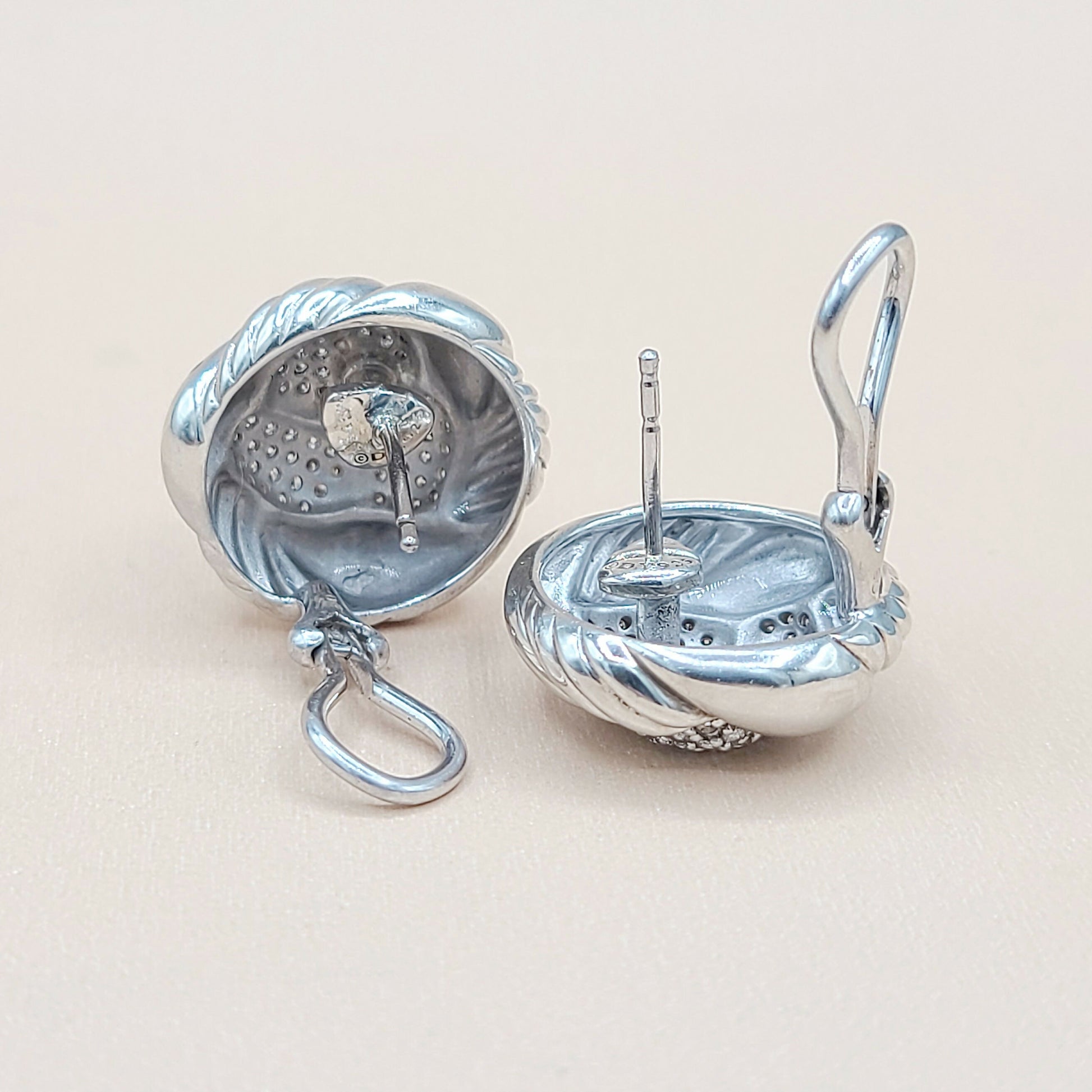 avid Yurman Woven Diamond Earrings Sterling Silver | Certified   AYW Luxury #