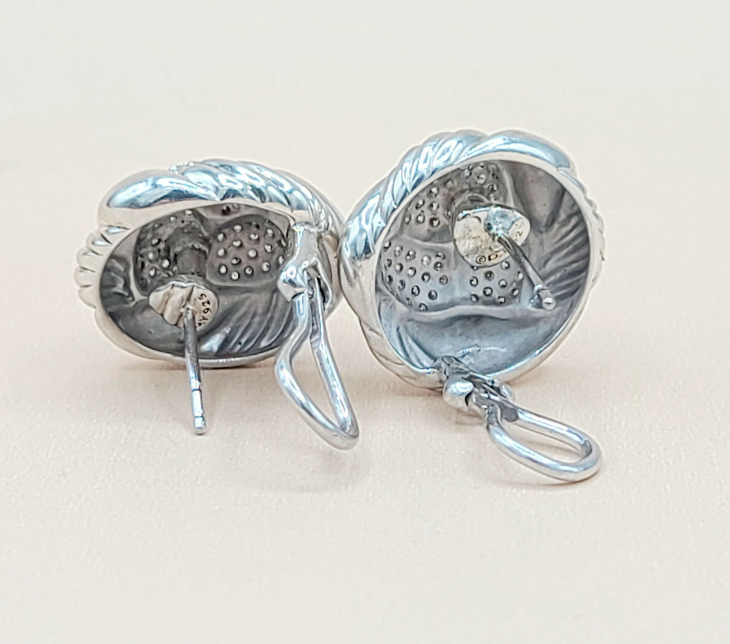 avid Yurman Woven Diamond Earrings Sterling Silver | Certified   AYW Luxury #