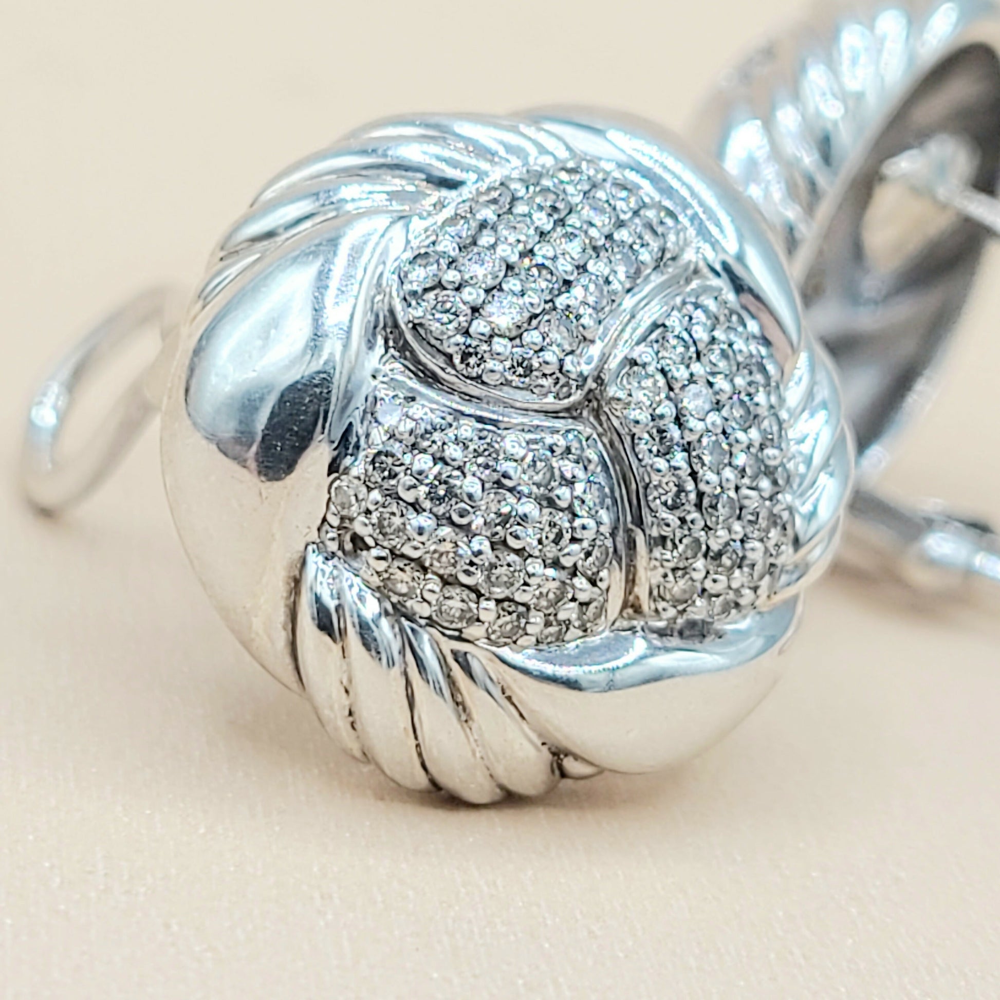 avid Yurman Woven Diamond Earrings Sterling Silver | Certified   AYW Luxury #