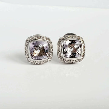 David Yurman Lavender Amethyst & Diamond Earrings Sterling Silver | AYW Luxury