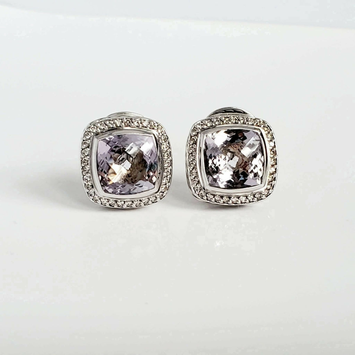 David Yurman Lavender Amethyst & Diamond Earrings Sterling Silver | AYW Luxury