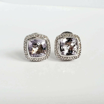 David Yurman Lavender Amethyst & Diamond Earrings Sterling Silver | AYW Luxury