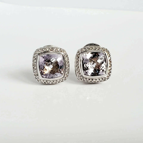 David Yurman Lavender Amethyst & Diamond Earrings Sterling Silver | AYW Luxury